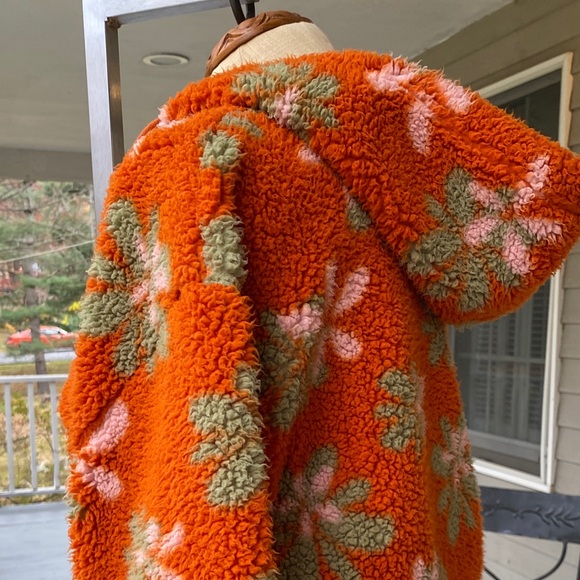 PascSun Floral Orange Fuzzy Cropped Hoodie - Picture 12 of 14